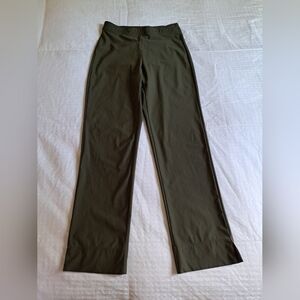 IC COLLECTION Stretch Woven Green Slim Leg Slit Hem Ankle Pants Sz S EUC